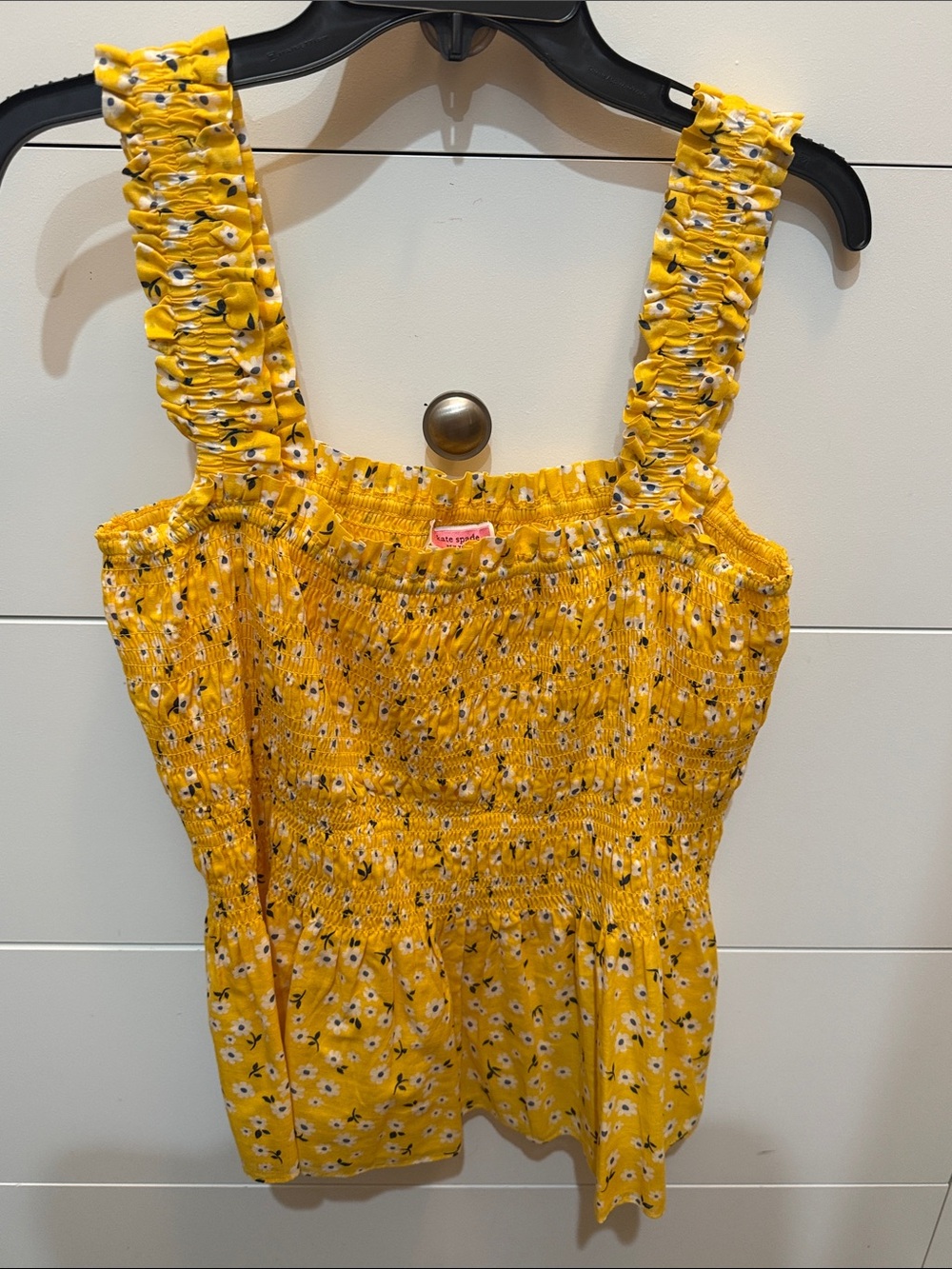 kate spade Yellow Floral Smocked Tank Top